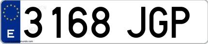 Ejemplo de matrícula española 3168 JGP