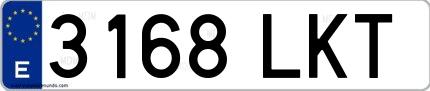 Ejemplo de matrícula española 3168 LKT