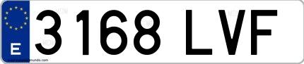 Ejemplo de matrícula española 3168 LVF