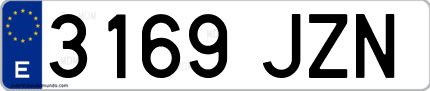Ejemplo de matrícula de coche ordinaria 3169 JZN