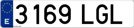 Ejemplo de matrícula española 3169 LGL