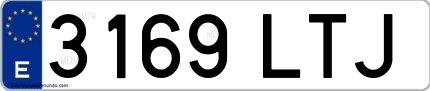 Ejemplo de matrícula española 3169 LTJ