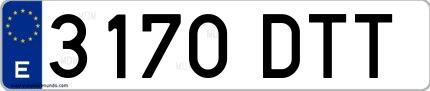 Ejemplo de matrícula española 3170 DTT