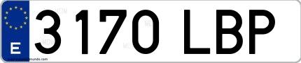 Ejemplo de matrícula española 3170 LBP