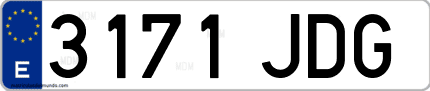 Ejemplo de matrícula de coche ordinaria 3171 JDG