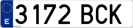 Ejemplo de matrícula de coche ordinaria 3172 BCK