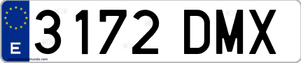 Ejemplo de matrícula de coche ordinaria 3172 DMX