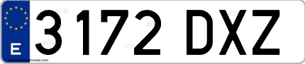 Ejemplo de matrícula de coche ordinaria 3172 DXZ