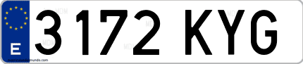 Ejemplo de matrícula de coche ordinaria 3172 KYG