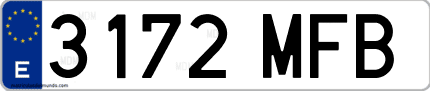 Ejemplo de matrícula de coche ordinaria 3172 MFB
