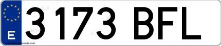 Ejemplo de matrícula española 3173 BFL