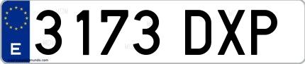 Ejemplo de matrícula española 3173 DXP