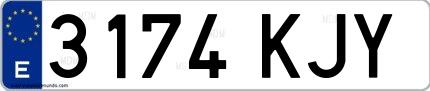 Ejemplo de matrícula española 3174 KJY