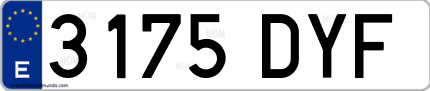 Ejemplo de matrícula de coche ordinaria 3175 DYF