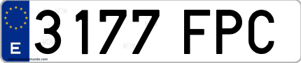 Ejemplo de matrícula de coche ordinaria 3177 FPC