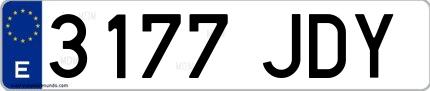 Ejemplo de matrícula española 3177 JDY
