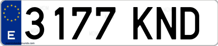 Ejemplo de matrícula de coche ordinaria 3177 KND