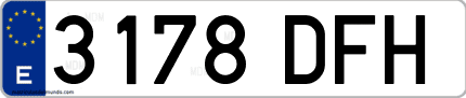 Ejemplo de matrícula de coche ordinaria 3178 DFH