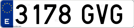 Ejemplo de matrícula de coche ordinaria 3178 GVG