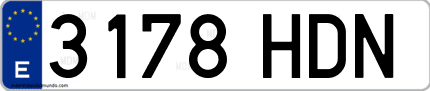Ejemplo de matrícula de coche ordinaria 3178 HDN