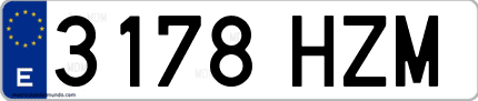 Ejemplo de matrícula de coche ordinaria 3178 HZM