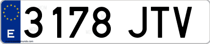 Ejemplo de matrícula de coche ordinaria 3178 JTV