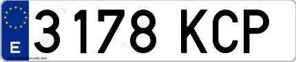 Ejemplo de matrícula española 3178 KCP