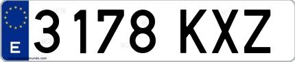 Ejemplo de matrícula española 3178 KXZ