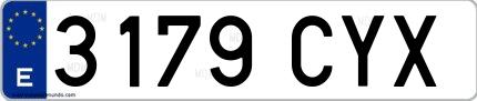 Ejemplo de matrícula española 3179 CYX