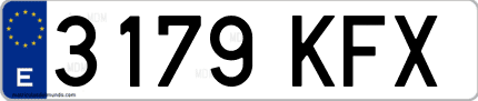 Ejemplo de matrícula de coche ordinaria 3179 KFX