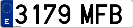 Ejemplo de matrícula de coche ordinaria 3179 MFB