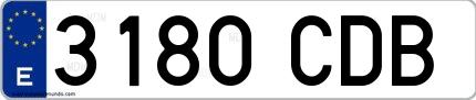 Ejemplo de matrícula española 3180 CDB
