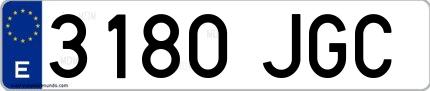Ejemplo de matrícula española 3180 JGC
