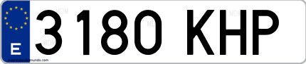 Ejemplo de matrícula de coche ordinaria 3180 KHP