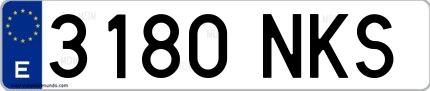 Ejemplo de matrícula española 3180 NKS
