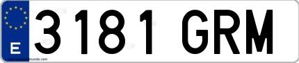 Ejemplo de matrícula española 3181 GRM