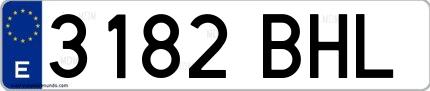 Ejemplo de matrícula española 3182 BHL