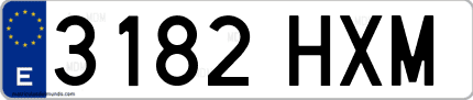 Ejemplo de matrícula de coche ordinaria 3182 HXM