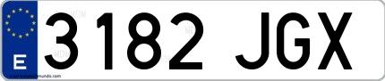 Ejemplo de matrícula española 3182 JGX