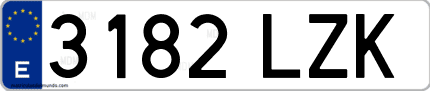 Ejemplo de matrícula de coche ordinaria 3182 LZK