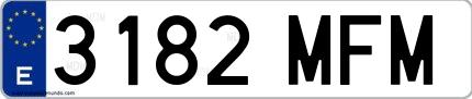 Ejemplo de matrícula española 3182 MFM