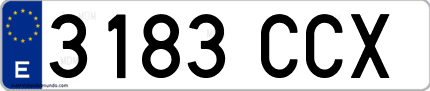 Ejemplo de matrícula de coche ordinaria 3183 CCX
