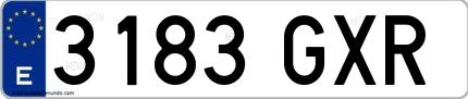 Ejemplo de matrícula española 3183 GXR