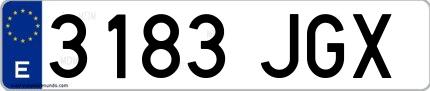 Ejemplo de matrícula española 3183 JGX
