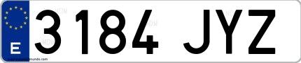 Ejemplo de matrícula española 3184 JYZ