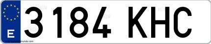 Ejemplo de matrícula española 3184 KHC