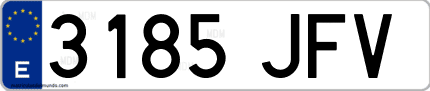 Ejemplo de matrícula de coche ordinaria 3185 JFV