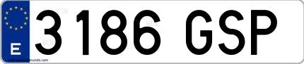 Ejemplo de matrícula española 3186 GSP