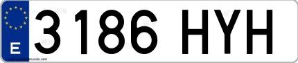 Ejemplo de matrícula española 3186 HYH
