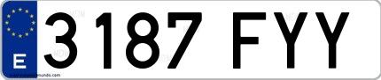 Ejemplo de matrícula española 3187 FYY